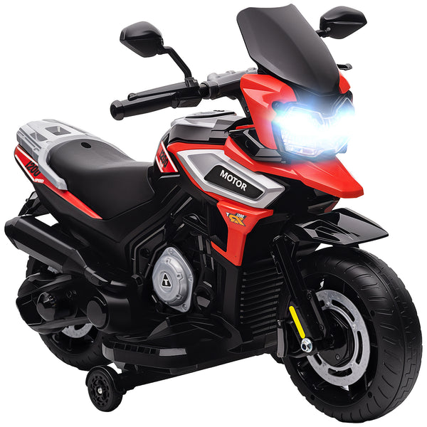 Moto Elettrica per Bambini 12V con Rotelle Specchietti e Poggiapiedi in PP e Metallo Rosso prezzo