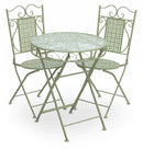 Set da Giardino Pieghevole in Ferro con Tavolo e 2 Sedie Soriani Loire Breakfast Verde Acqua