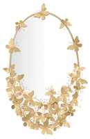 Specchio Glam Oval Butterfly 59x3x89,5 Misura Specchio 46x78 cm in Ferro Oro