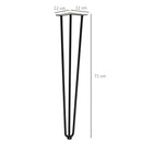 Set 4 Gambe per Tavolo 12x12x71 cm in Acciaio Preforato Nero