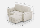 Divano 2 Posti con Pouf 168x145x85 cm Marrak in Tessuto Latte