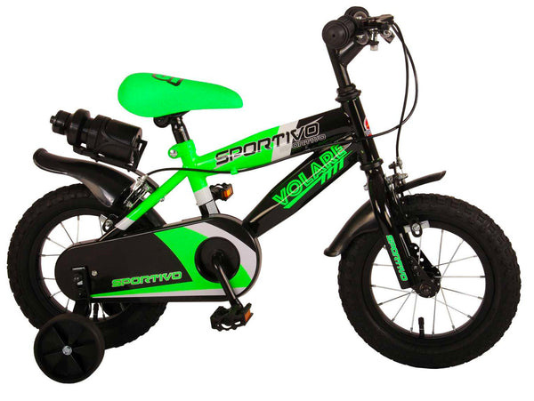 Bicicletta per Bambino 12"" 2 Freni Sportivo Verde Neon e Nero prezzo