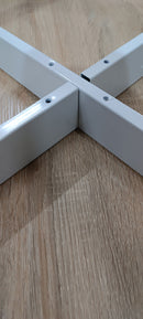 Tavolo da Pranzo Rotondo Moderno per 4 Persone Ø100x75 cm in MDF e Acciaio colore Legno Naturale e Bianco Seconda Scelta