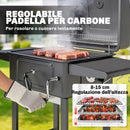 Barbecue a Carbone 112x65x115 cm Griglia Smoker con Ruote in Metallo e Acciaio Nero      