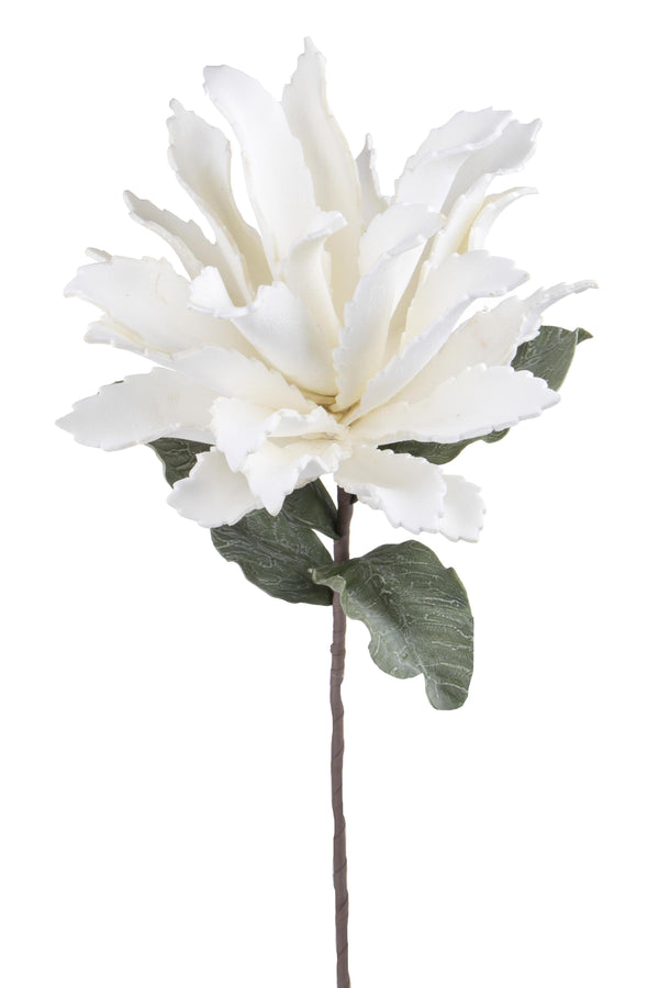 acquista Set 2 Fiori Artificiali Ginger Foam con Foglie Altezza 70 cm Bianco