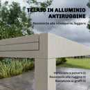 Tavolo Estensibile da Giardino 180x90x75 cm Piano in Vetro Temperato in Alluminio Bianco Crema      