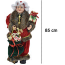 Statuina Mamma Natale Addobbo Statuetta 85 cm Vestiti Tessuto e Sacco Natalizio
