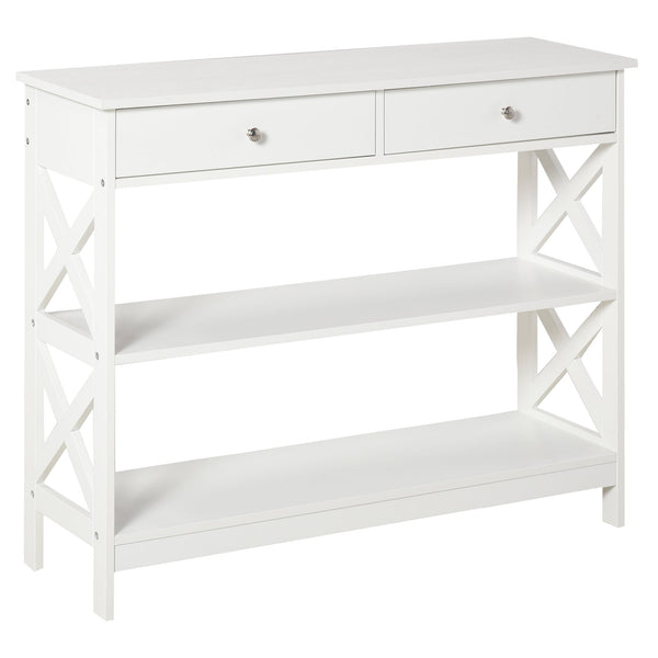 Consolle Ingresso 2 Cassetti 100x30,5x80 cm in MDF Bianco online
