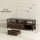 Mobile TV fino 65"" Design Industriale 147x40x50 cm in Legno e Acciaio Marrone e Nero 