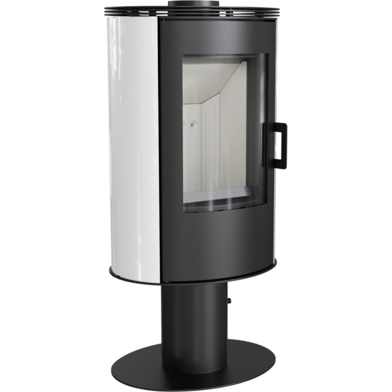 Stufa a Legna 52,8x108,6x42,2cm Flig Westfield Bianca con Piastrelle Bianche