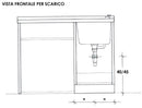 Lavatoio e Coprilavatrice 109x60x89cm Asse in Legno Montegrappa Marella Bianco Destro