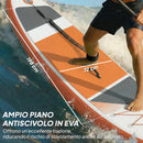 Tavola Sup Gonfiabile 320x82x15 cm Stand Up Paddle Antiscivolo in Plastica ed EVA Arancione      