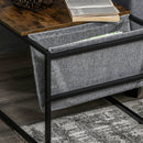 Set 2 Tavolini da Caffè Impilabili in MDF e Acciaio Nero e Marrone Rustico