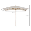 Ombrellone da Giardino 2x3 m Palo Ø38 mm in Legno Crema 