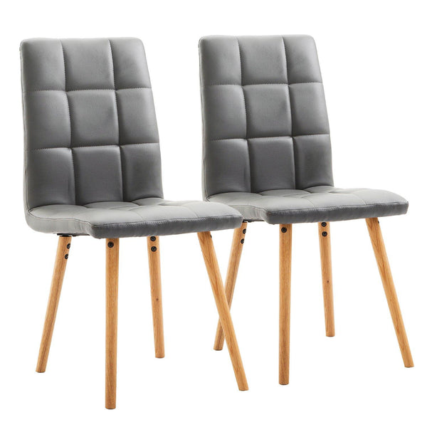 sconto Set 2 Sedie Moderne Imbottite in Similpelle e Legno Grigio 45x56x93 cm