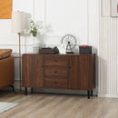 Credenza Moderna per Soggiorno 127x40x76 cm 2 Armadietti e 3 Cassetti in Truciolato e Legno Marrone