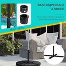 Base per Ombrellone a Croce 100x100x75 cm in Acciaio Nero   