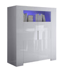 Mobile Alto da Salotto 2 Porte e 1 Nicchia 119x50x140cm TFT  Eos Bianco Lucido