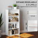 Mobile Libreria a 4 Ripiani 60x24x115,5 cm Scaffali regolabili in Legno Bianco  