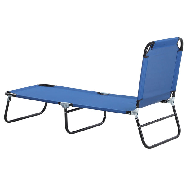 acquista Lettino da Giardino con Schienale Regolabile in 5 Posizioni 188x56x28 cm in Acciaio e Tessuto Oxford Blu