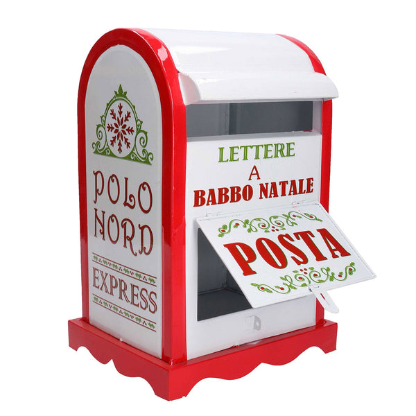 Cassetta posta di Babbo Natale Natalizia 20x22,5xh33 cm in Metallo rosso bianco sconto
