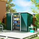 Casetta da Giardino 272x134 cm con Porte Scorrevoli Doppie e 2 Prese d'Aria in Acciaio Verde      