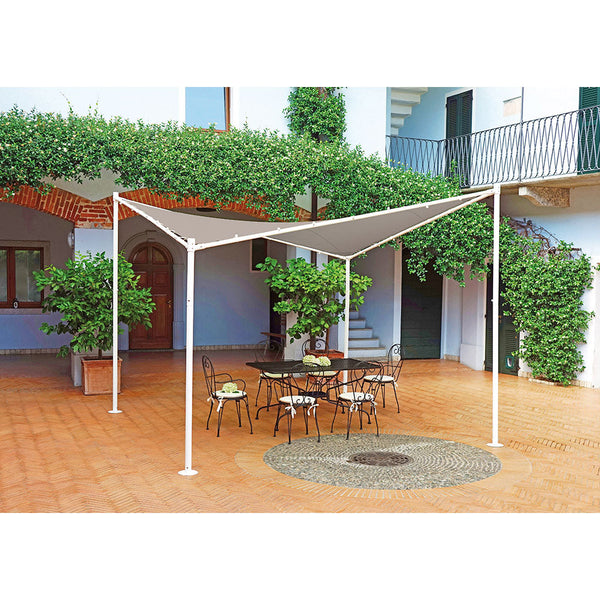 sconto Gazebo a Vela Ombreggiante da Giardino in Ferro 3,4X3,4m Vorghini Butterfly Bianca e Tortora