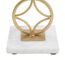 Portacandele Star 10x10x32 cm in Ferro e Marmo Oro e Bianco