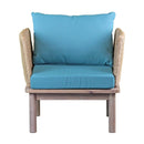 Set Salotto da Giardino Divano 2 Poltrone e Tavolino in Acacia Sbiancata e Polyrattan Santa Maria