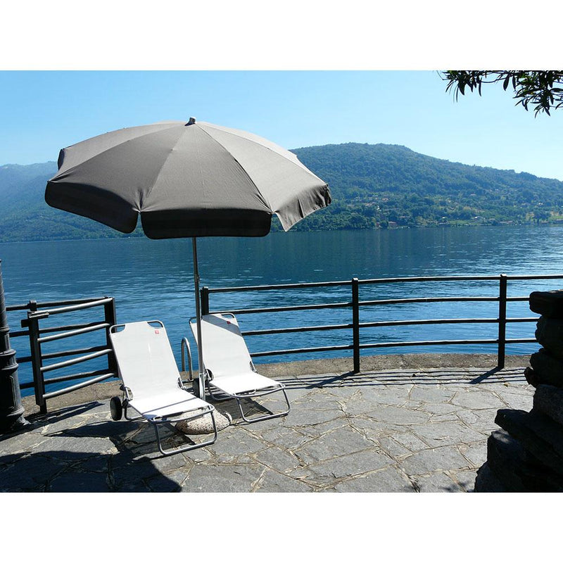 Ombrellone da Giardino Ø2 m Palo Ø33 mm in Acciaio Maffei Venezia Duplex Tortora/Bianco e Tortora