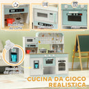 Cucina Giocattolo per Bambini 3+ Anni con Fornello Interattivo Forno e Macchina Caffè in Legno Bianco      