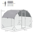 Recinto per Galline 280x190x197 cm con Tetto e Copertura Anti UV in Metallo Galvanizzato Argento      