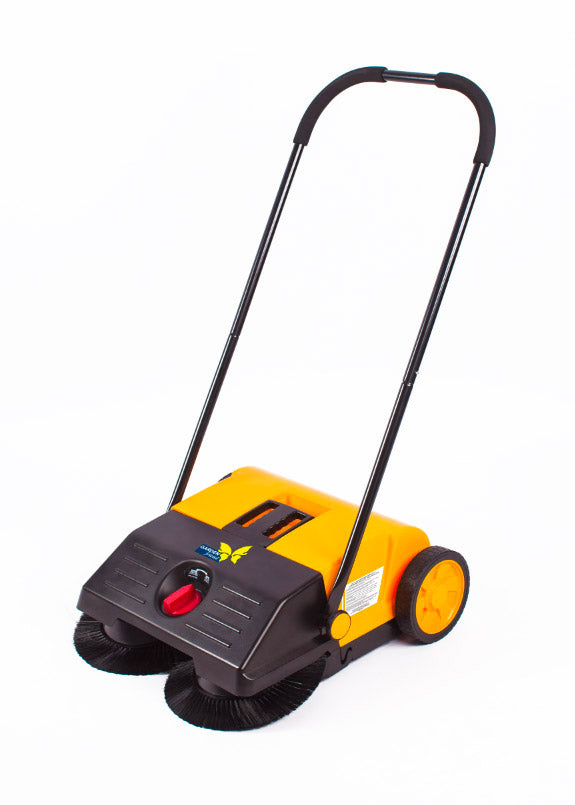 online Spazzatrice Manuale a Spinta 2 Spazzole Rotanti Frontali Contenitore 25 Litri Giallo
