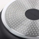 Pentola Bassa 30 cm Royalty Line Rivestimento in Pietra Marmo Antiaderente Coperchio in Vetro      