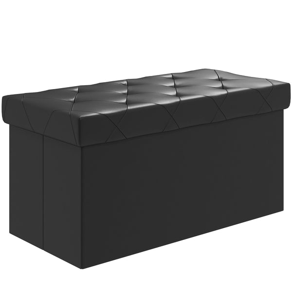 acquista Panca Contenitore Pieghevole 84L 76x38x38 cm in Finta Pelle Nero