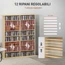 Mobile Libreria Porta CD 106,5x24x126,3 cm a 16 Ripiani dal Design Moderno in Legno Naturale      