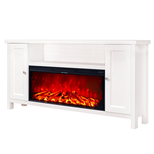 acquista Camino Elettrico da Pavimento 75x150x30 cm Effetto Fiamma 1500W Mozart & Tasmania Bianco