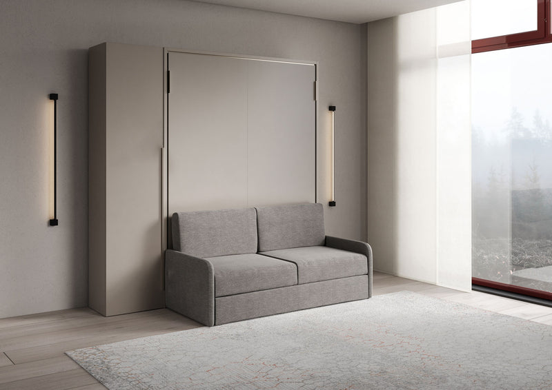 Letto Matrimoniale A Scomparsa 160 Versia Con Divano E Armadio 1 Anta Sx Argilla      