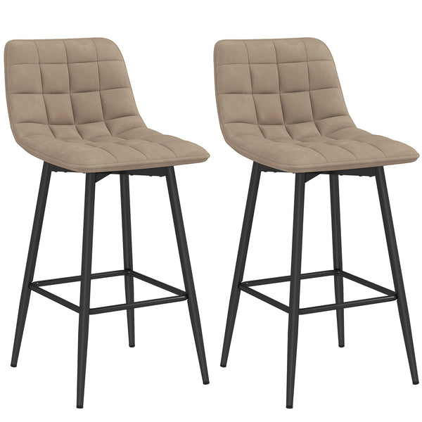 Set 2 Sgabelli da Cucina Stile Nordico 45x47x84 cm in Tessuto Effetto Velluto e Metallo Marrone acquista