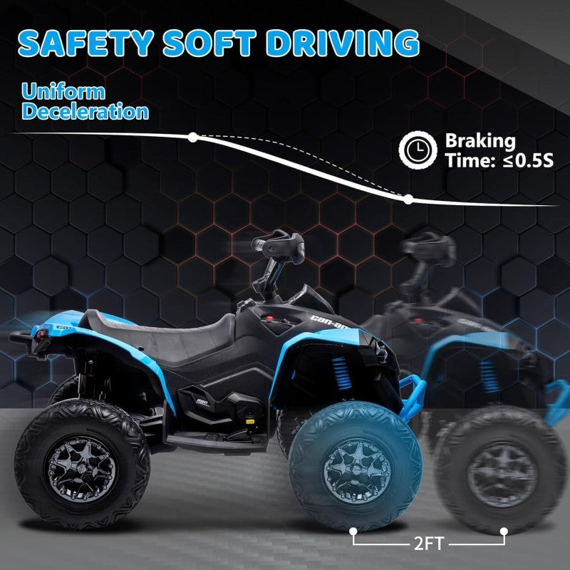 Quad Elettrico per Bambini Licenza Can-Am Renegade 12V ATV Telecomando e Ammortizzatori Blu  