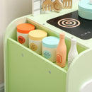 Set Cucina Giocattolo per Bambini da 3+ Anni con 15 Accessori in Legno Verde      