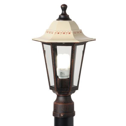 sconto Lampada Lanterna Testa Palo Esagonale Colore Bianco e Ruggine per Esterno Linea Marine Sovil