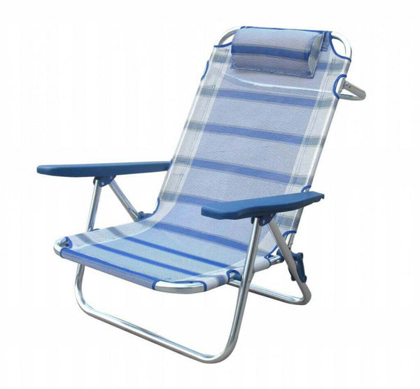 Spiaggina con Braccioli Regolabile 65x67x83 h cm in Alluminio e Textilene Blu acquista