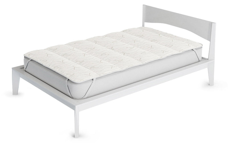 Topper Trapuntato Imbottito in Fibra di Lino con Elastici Grigio Chiaro Varie Misure