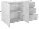 Credenza 2 Ante + 3 Cassetti 142,9x44,2x86 cm Ping Bianco Lucido