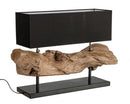 Lampada da Tavolo 75x25x55 cm E27 in Legno e Acciaio Pralume in Cotone Nero
