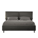 Letto Matrimoniale con Testata e Alzata Comoda Imbottito in Microfibra Mados Grigio Varie Misure