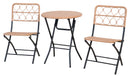 Set Salotto da Giardino Pieghevole 2 Sedie e Tavolino in Acciaio e Polirattan Maui Nero e Naturale