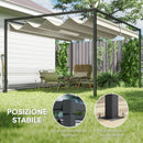 Pergola da Esterno 4x3 m con Tettuccio Retrattile in Metallo e Poliestere Crema      