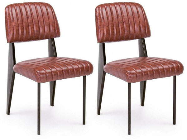 prezzo Set 2 Sedie Imbottite 60x59x81 cm Nelly in Ecopelle Arancio Scuro Vintage